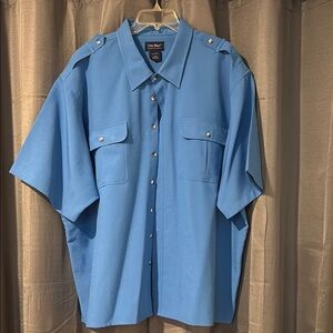 Men's Vintage John Blair 4XL Poly Blue Short Sleeve Shirt